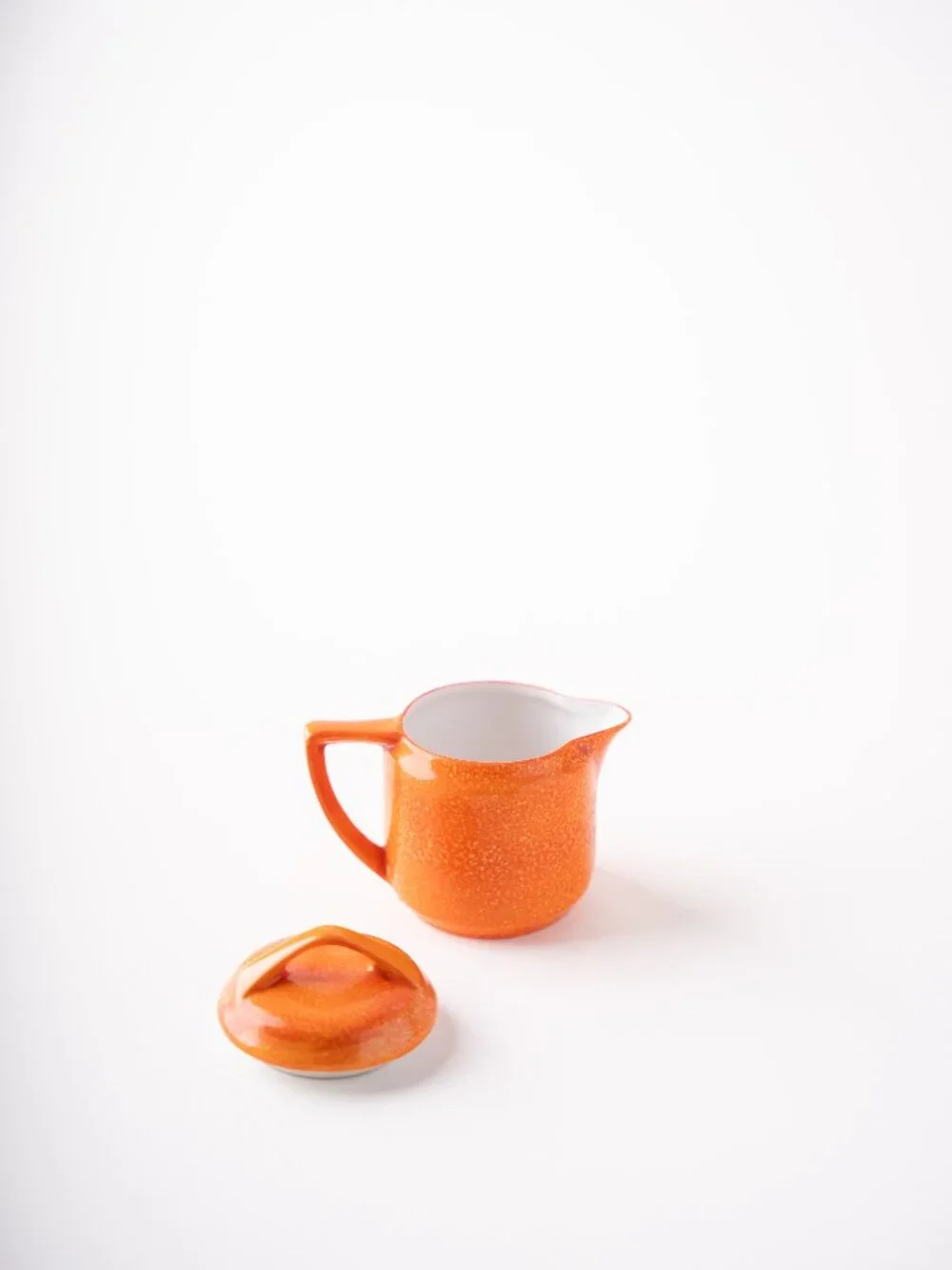 Mid-century vintage orange creamer with crafted by Meito China in Japan 3.5